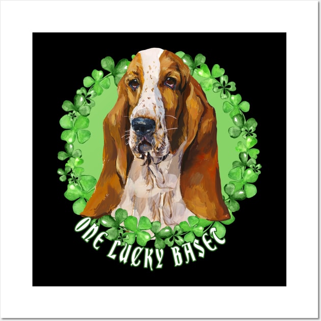 One Lucky Basset Funny St. Patrick Dog Wall Art by Sniffist Gang